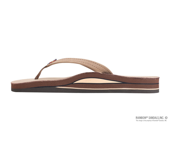 Rainbow Double Layer Narrow Strap Womens Sandals - Dk Brown