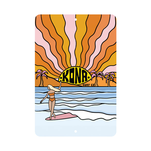Evening Surfer Tin Sign