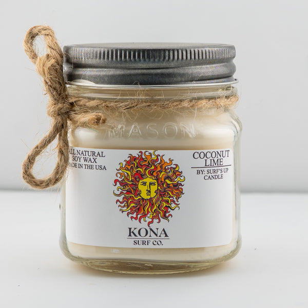 Surfs Up Candle x Kona Mason Jar Candle - Coconut Lime 8 Oz