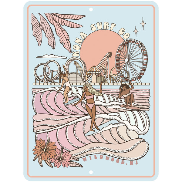 Summer Sunrise Tin Sign - Light Blue
