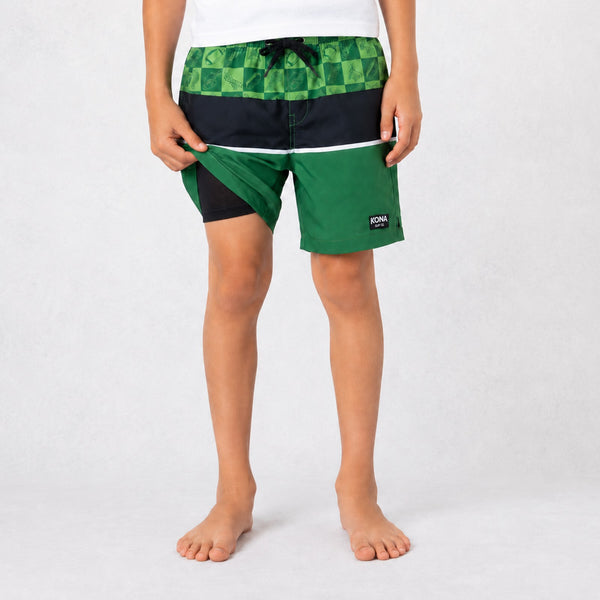 Uncomplicated 15in w/ Liner Boys Elastic Boardshorts - For the Birds