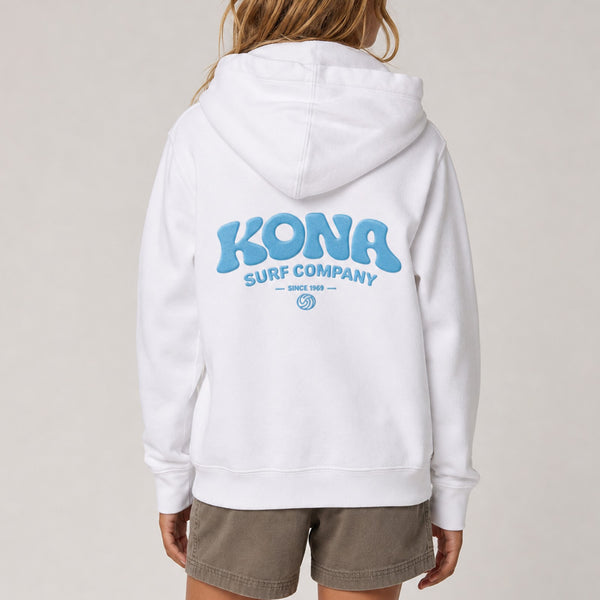 Bubble Puff Girls Pullover Hoodie - White