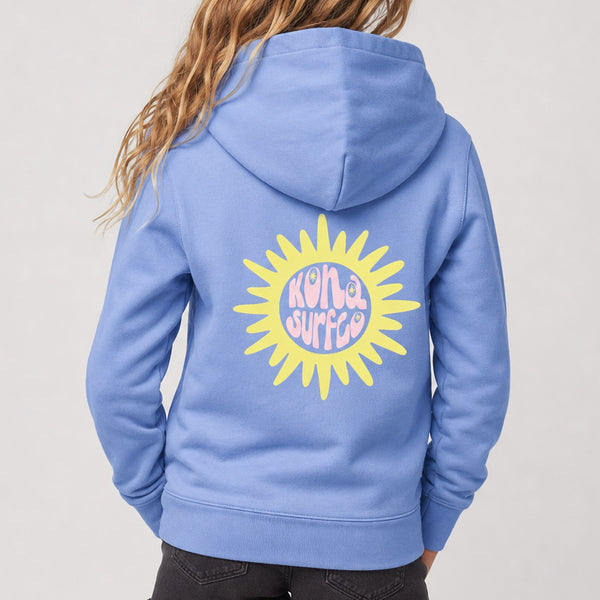 Sun Badge Girls Pullover Hoodie - Carolina Blue