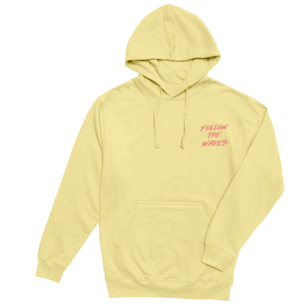 Follow the Waves Brush Girls Pullover Hoodie - Pigment Yellow