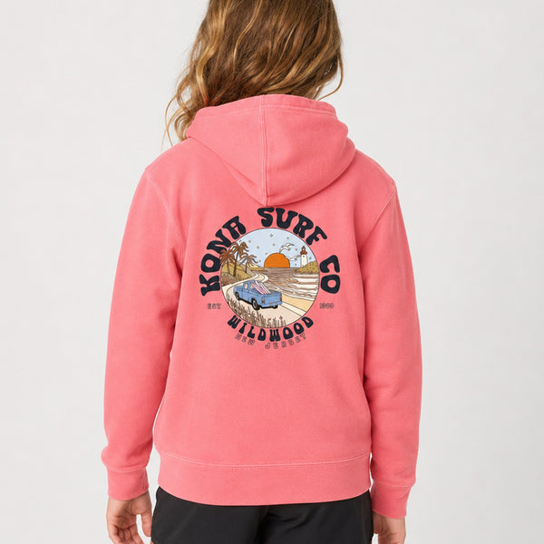 Road to the Beach Girls Pullover Hoodie - Pigment Pink
