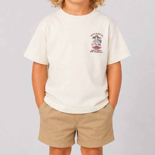 Dont Feed the Seagull Toddler Boys T-Shirt - Natural