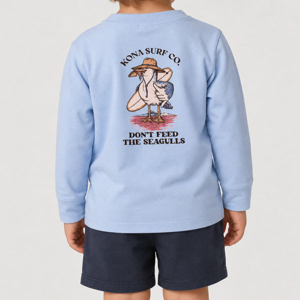 Dont Feed the Seagulls Toddler Boys Long Sleeve Shirt - Light Blue