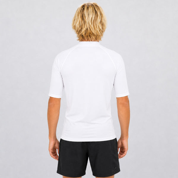 Branded Stretch UV S/S Mens Rashguard - White