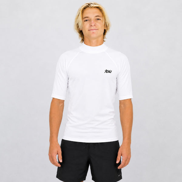 Branded Stretch UV S/S Mens Rashguard - White