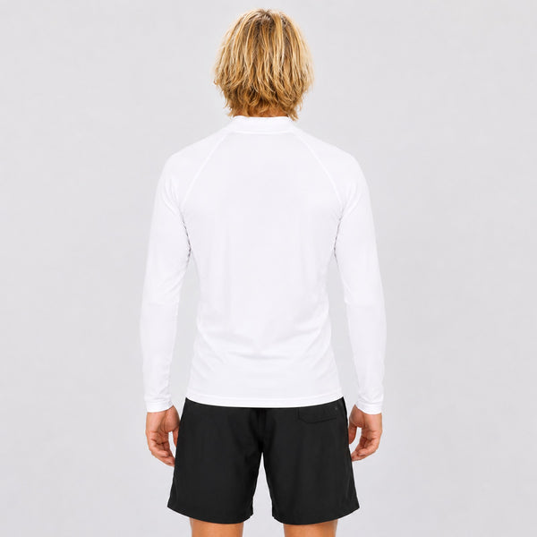 Branded Stretch UV L/S Mens Rashguard - White