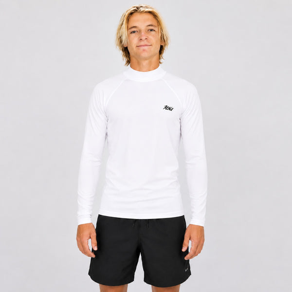 Branded Stretch UV L/S Mens Rashguard - White