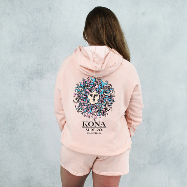 Original Sun Womens Zip Hoodie - Blush/Cotton Candy
