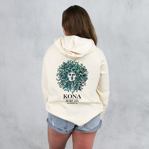 Original Sun Womens Zip Hoodie - Bone/Ocean