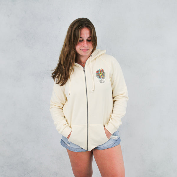 Original Sun Womens Zip Hoodie - Bone/Summer