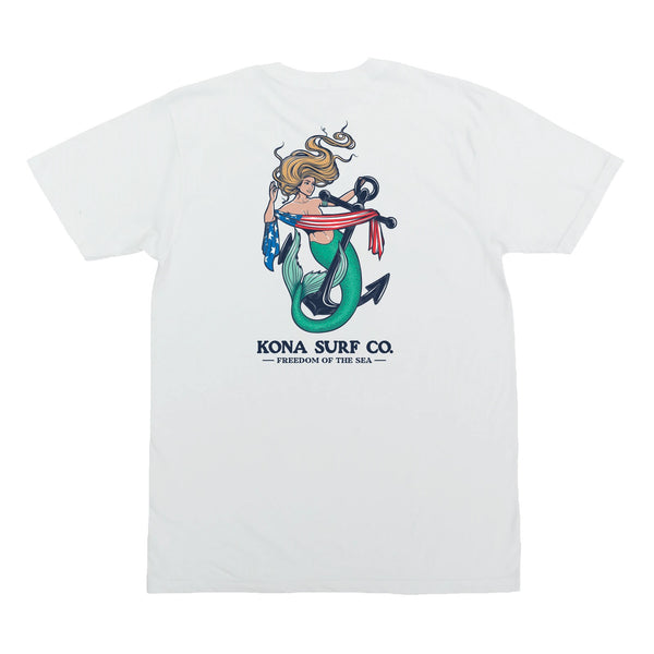Patriot Mermaid Mens T-Shirt - Washed White