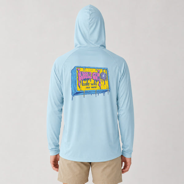 Kona x BubbleGum Collab Hooded Mens UV Sun Protection LS Shirt - Light Blue