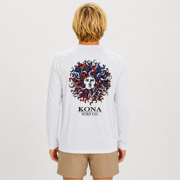 Original Sun Mens UV Sun Protection LS Shirt - White/Rwb
