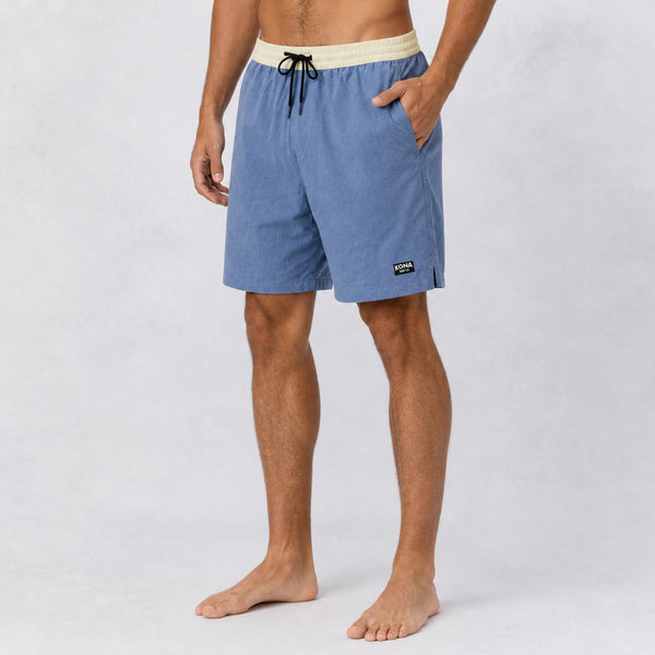 Uncomplicated 17in w/ Liner Mens Elastic Boardshorts - Slate/Cream