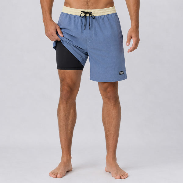Uncomplicated 17in w/ Liner Mens Elastic Boardshorts - Slate/Cream