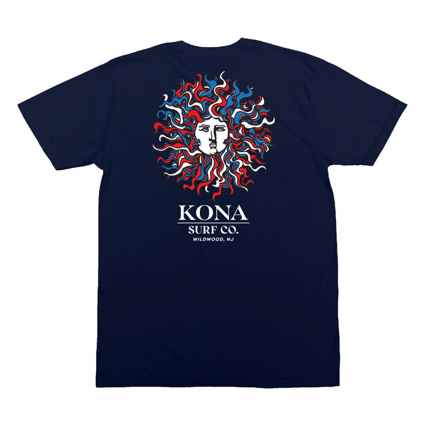 Original Sun Mens T-Shirt - Navy/Rwb