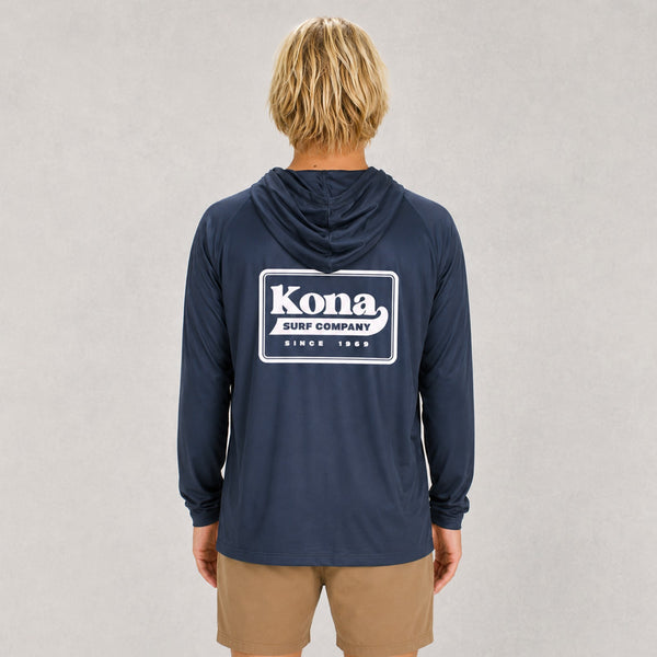 Standout Hooded Mens UV Sun Protection LS Shirt - Navy
