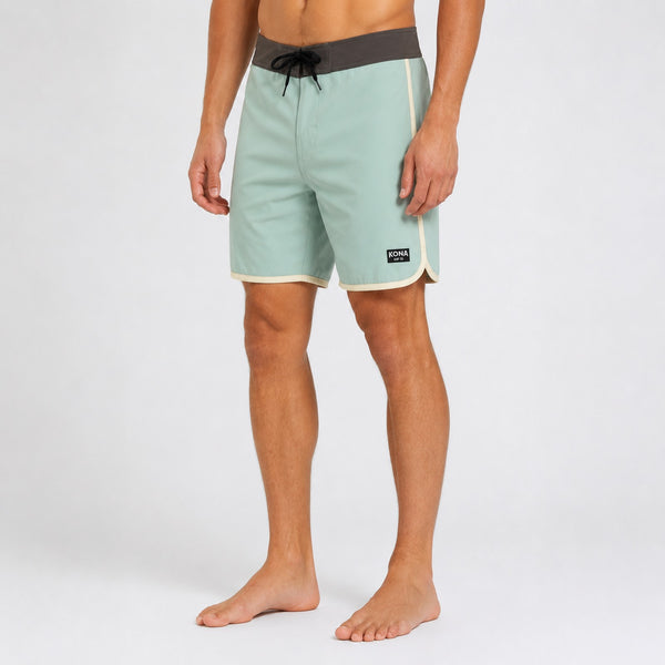 Drifter Scallop 18in Mens Boardshorts - Sage/Cream