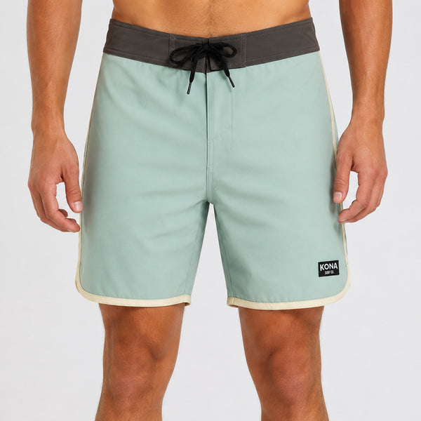 Drifter Scallop 18in Mens Boardshorts - Sage/Cream