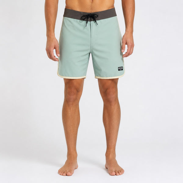 Drifter Scallop 18in Mens Boardshorts - Sage/Cream