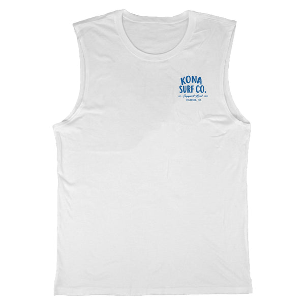 Support Your Local Surf Shop Mens Muscle Tee - White