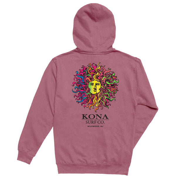 Original Sun Mens Pullover Hoodie - Pigment Maroon/Retro