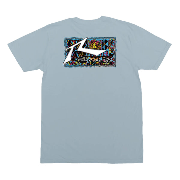 Kona X Rusty Collab Mens T-Shirt - Light Blue