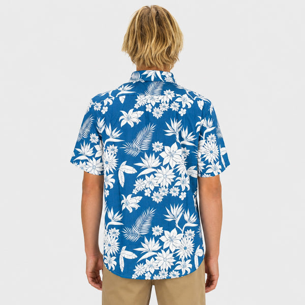 Floral Pattern Mens SS Woven - Blue