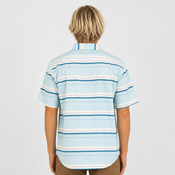 Stripe Pattern Mens SS Woven - Aqua Stripe