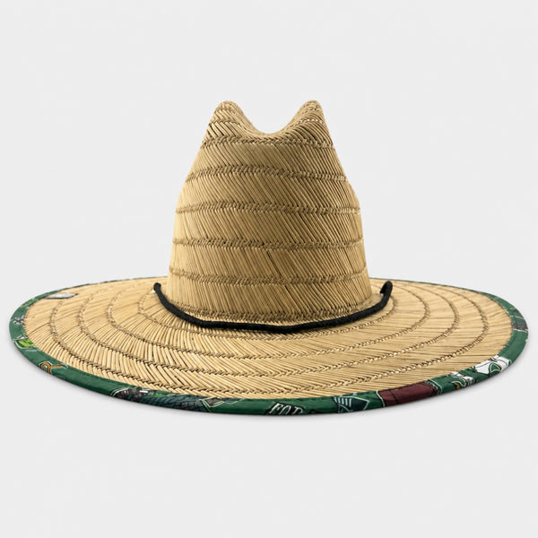 Traveler UPF 50+ Lifeguard Mens Straw Hat - Natural/For The Birds Pattern