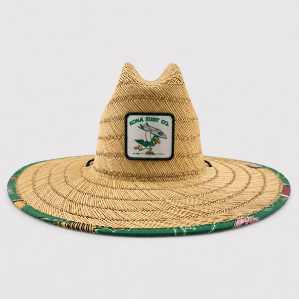 Traveler UPF 50+ Lifeguard Mens Straw Hat - Natural/For The Birds Pattern