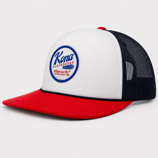 Icon Mens Trucker Hat - White/Navy/Red
