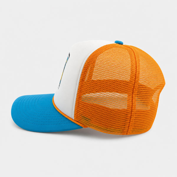 Kona x Bubble Gum 2026 Collab Mens Trucker Hat - White/Tennessee/Neon Blue