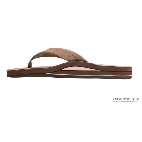 Rainbow Double Layer Wide Strap Mens Sandals - Dark Brown