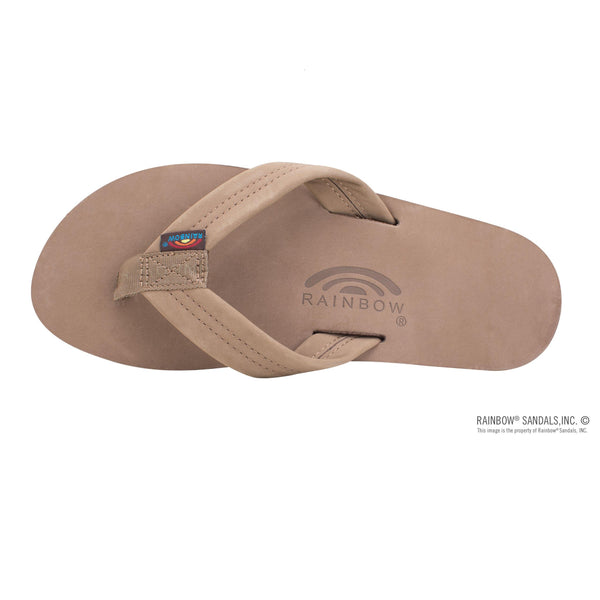 Rainbow Double Layer Wide Strap Mens Sandals - Dark Brown