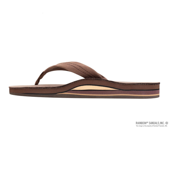 Rainbow Double Layer Wide Strap Mens Sandals - Expresso