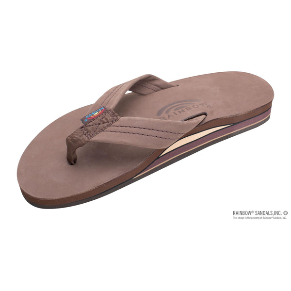 Rainbow Double Layer Wide Strap Mens Sandals - Expresso