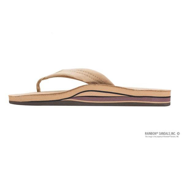 Rainbow Double Layer Wide Strap Mens Sandals - Sierra Brown