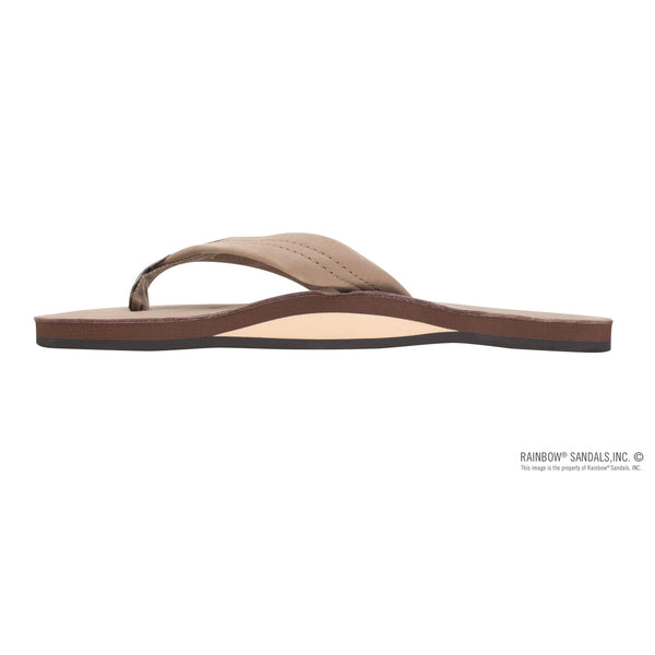 Rainbow Single Layer Wide Strap Mens Sandals - Drk Brwn