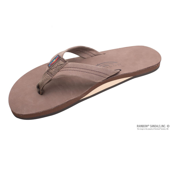 Rainbow Single Layer Wide Strap Mens Sandals - Expresso