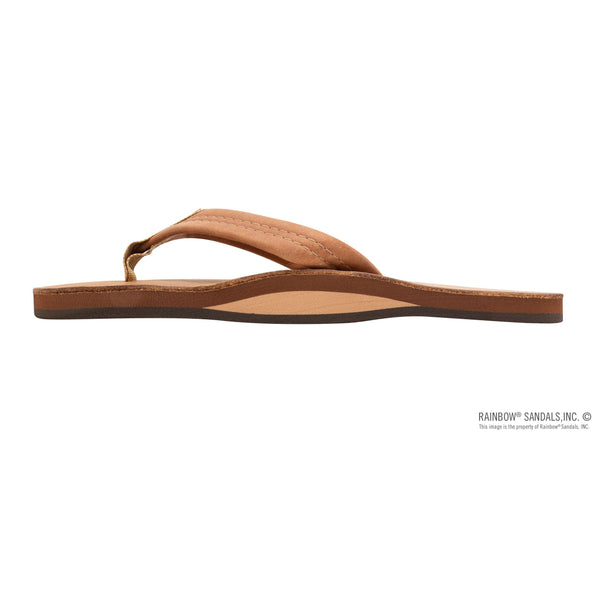 Rainbow Luxury Leather Single Layer Mens Sandals - Buckskin