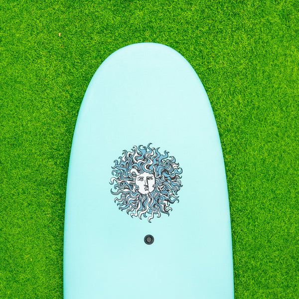 Papaya - Soft Top Foam Surfboard - Includes Leash and Fins - Aqua Blue