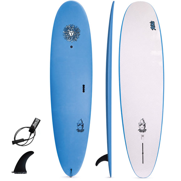 Papaya - Soft Top Foam Surfboard - Includes Leash and Fins - Lt. Blue