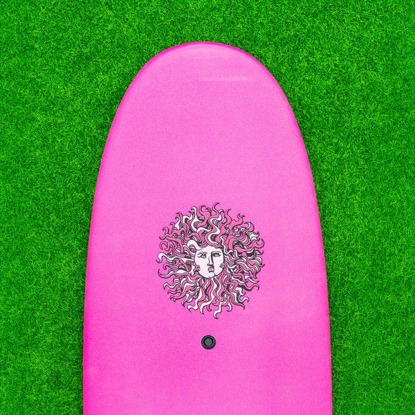 Papaya - Soft Top Foam Surfboard - Includes Leash and Fins - Pink