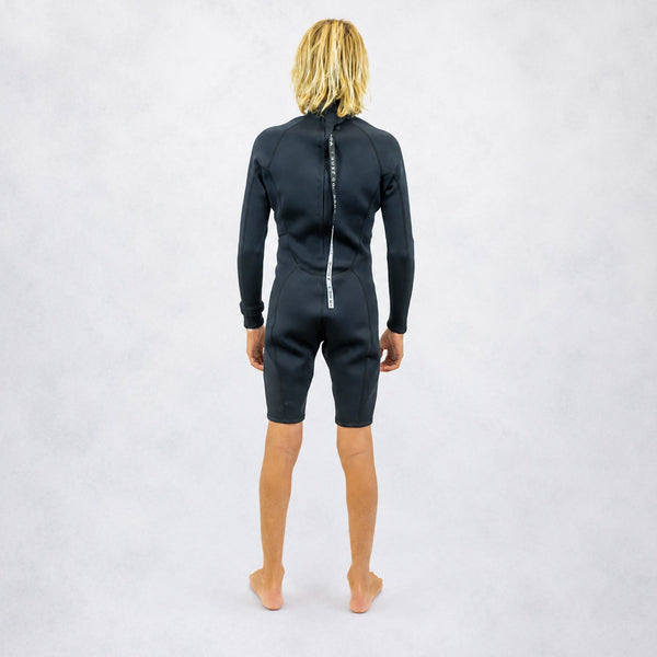 Union 2mm Flatlock Backzip L/S Mens Springsuit - Black