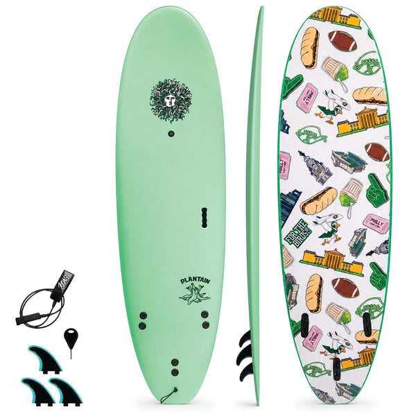 Plantain - Soft Top Foam Surfboard - Includes Leash and Fins - For the Birds